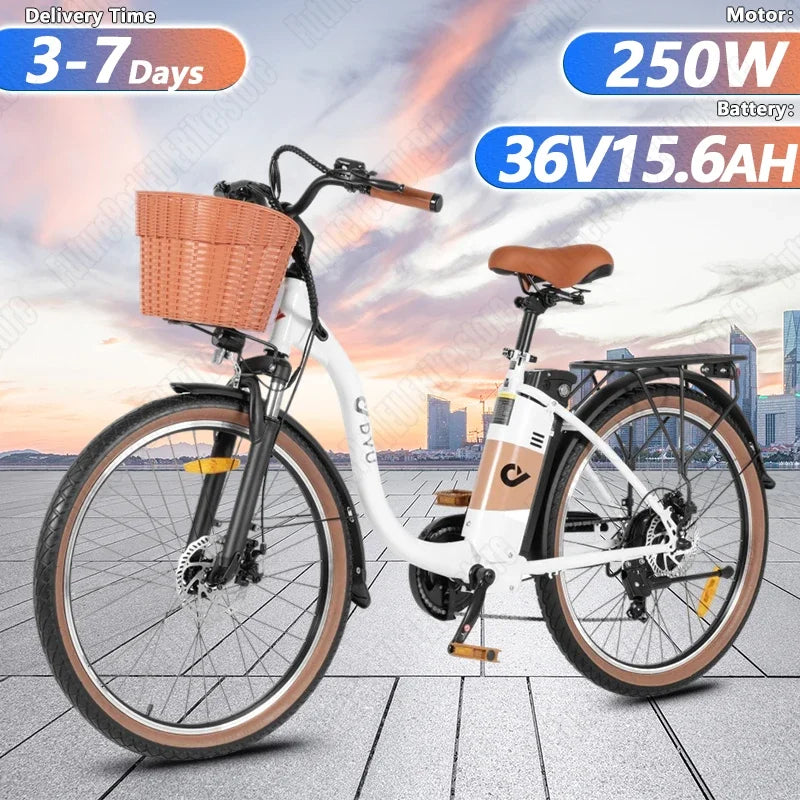 C6 DYU Electric Bike Uk | 12.5Ah | 40 Miles | 15.5 mph - Black/White - SparkoBikes