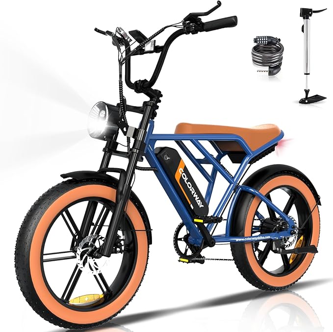 COLORWAY BK29 Electric city Bikes | 15ah | 62miles | 15Mph - OrangeBlack/OrangeBlue for Adults - SparkoBikes