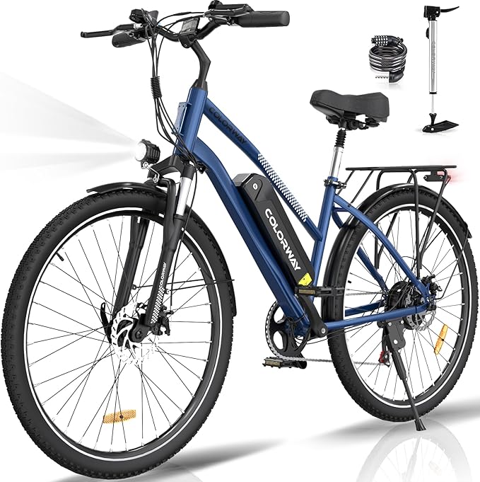 COLORWAY BK27 Affordable Electric Bicycle | 15Ah | 62Miles | 15Mph - Black - SparkoBikes