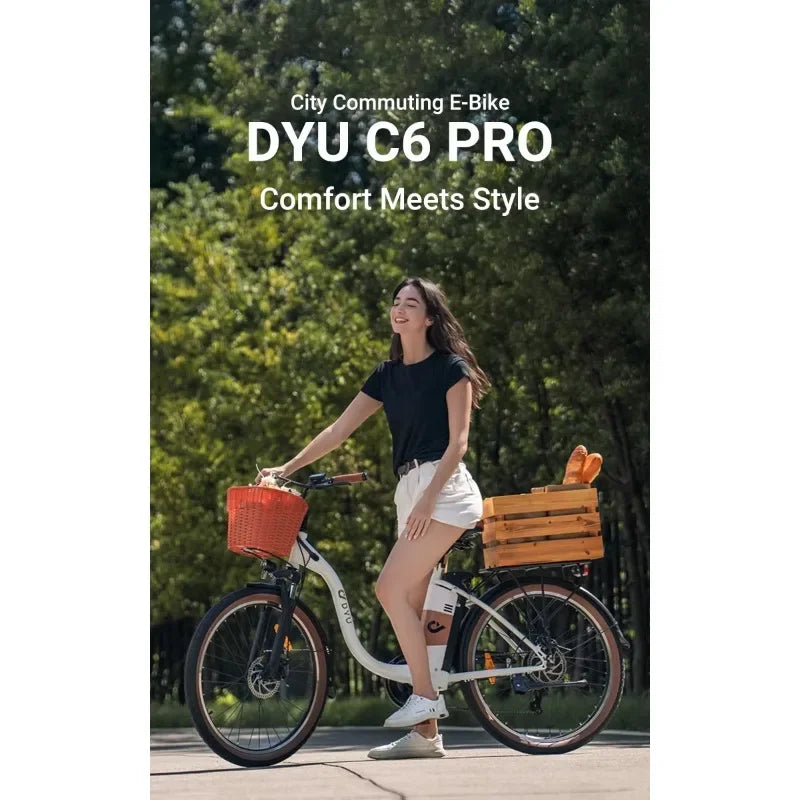 C6 DYU Electric Bike Uk | 12.5Ah | 40 Miles | 15.5 mph - Black/White - SparkoBikes