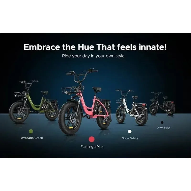 ENGWE L20 Best Womens Electric Bike | 13Ah | 70 miles | 15.5mph - Blue/Pink/Green - SparkoBikes