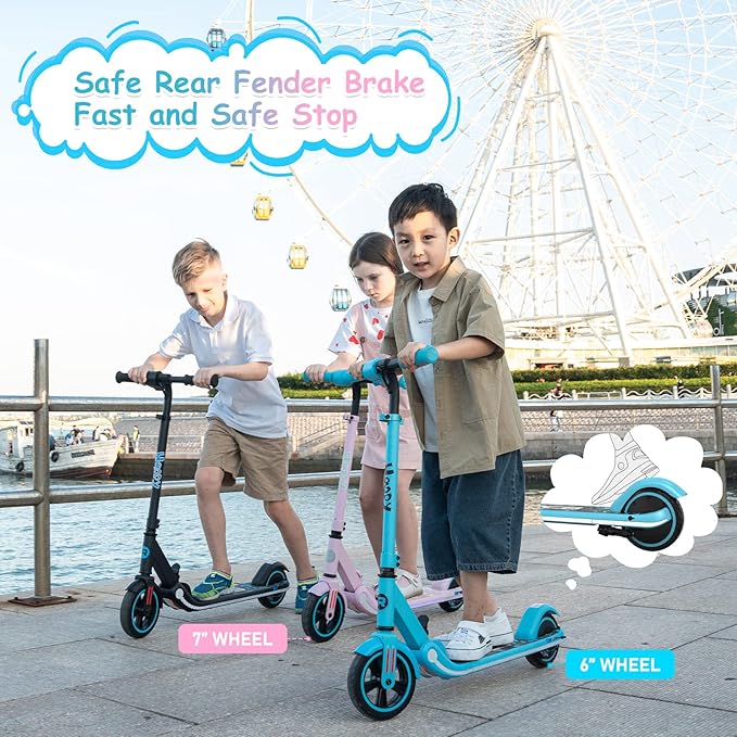 RCB R11 Electric Scooter |  2.6Ah | 7.5 miles | 9.3mph - black/pink/blue  for kids/adults. - SparkoBikes