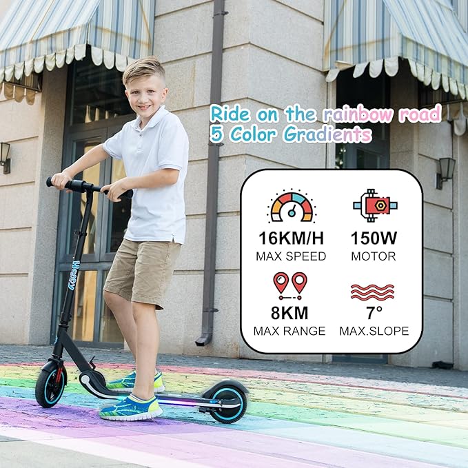 RCB R11 Electric Scooter |  2.6Ah | 7.5 miles | 9.3mph - black/pink/blue  for kids/adults. - SparkoBikes