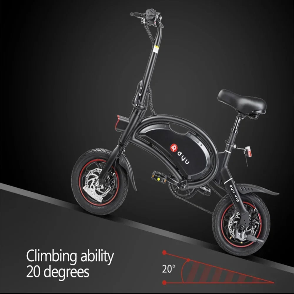 DYU D3F Electric Bike | 10Ah | 45 Miles | 15 Mph - Black - SparkoBikes