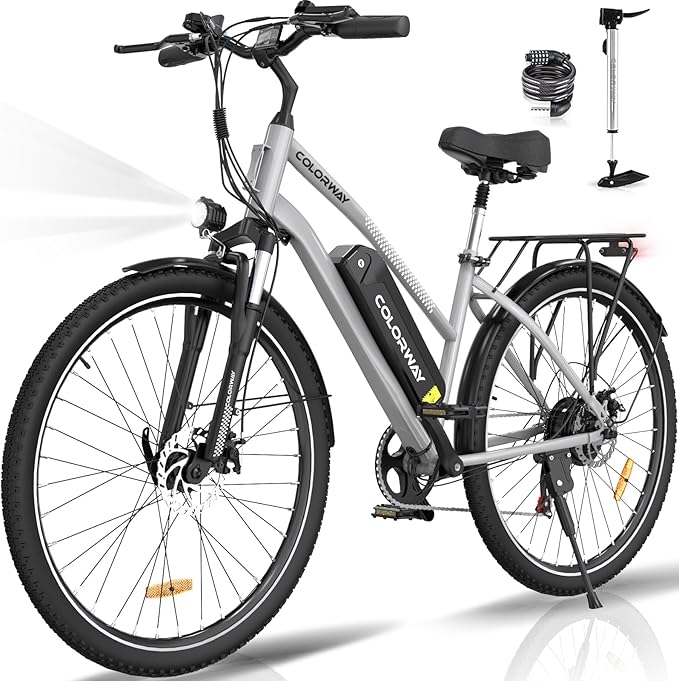 COLORWAY BK27 Affordable Electric Bicycle | 15Ah | 62Miles | 15Mph - Black - SparkoBikes