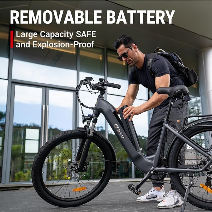 DYU E-Bike C1 | 10 Ah | 30Miles | 15 Mph - Black - SparkoBikes