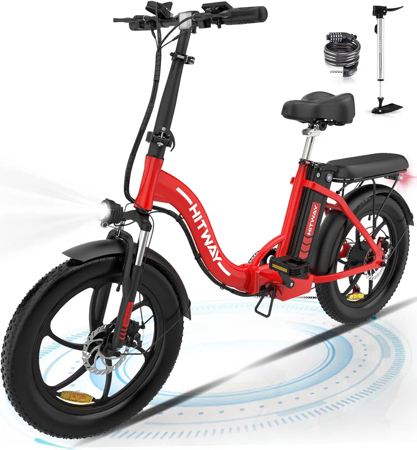 HITWAY BK6s Electric Bike | 12.5Ah | 43 miles | 15.5 Mph - Red/Gray/Blue/Black - SparkoBikes