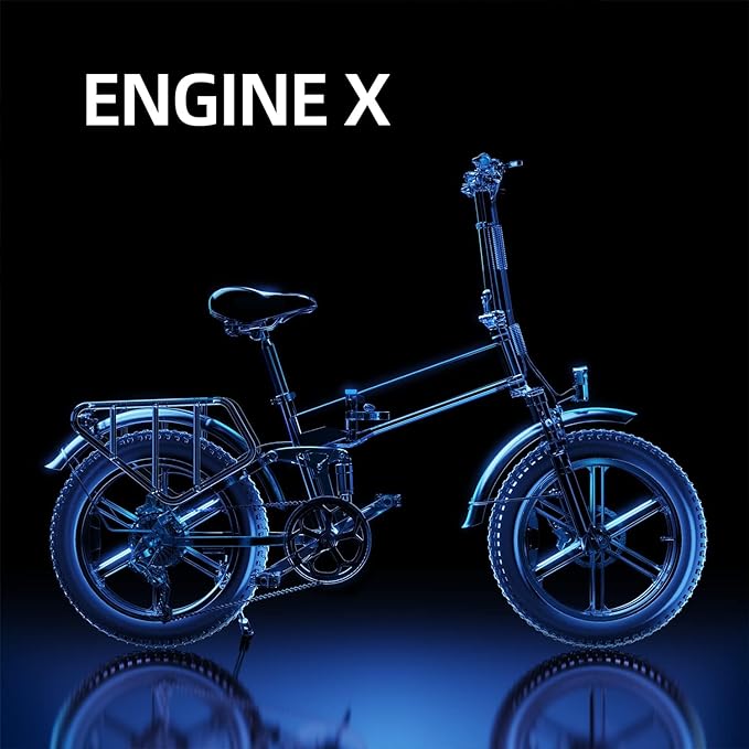 ENGWE Engine X Best Folding Electric Bike Under 1000£ | 13Ah | 74.5 miles | 15.5Mph - Black/White/Red - SparkoBikes