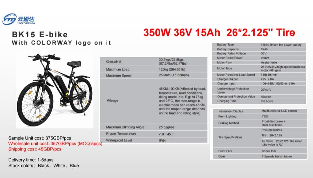 HITWAY BK15 Electric MTB Bikes | 12Ah | 55 miles | 15.5 Mph - Navy Blue/White/Black - SparkoBikes
