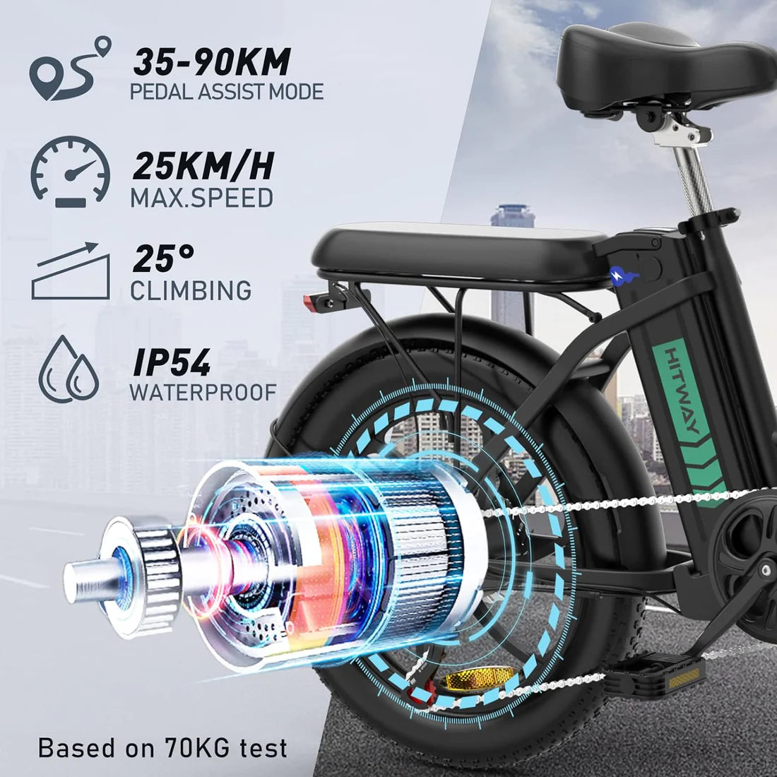 HITWAY BK6s Electric Bike | 12.5Ah | 43 miles | 15.5 Mph - Red/Gray/Blue/Black - SparkoBikes