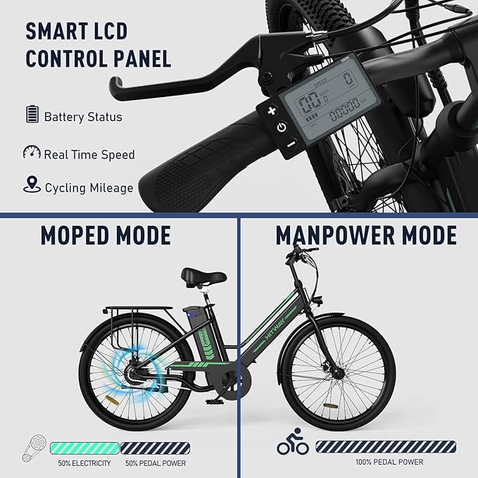 HITWAY Electric Bikes BK8S | 8.4Ah | 37 miles  | 15.5mph - Black/White/Blue - SparkoBikes