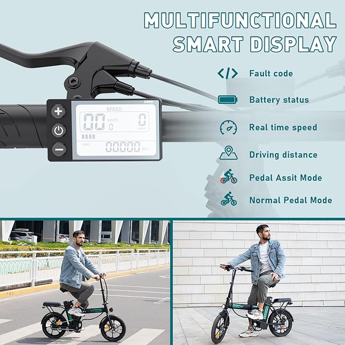 Hitway Bk5 Best Folding Electric Bike | 8.4Ah | 31miles | 15.5Mph - Green/White - SparkoBikes