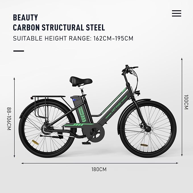 HITWAY Electric Bikes BK8S | 8.4Ah | 37 miles  | 15.5mph - Black/White/Blue - SparkoBikes