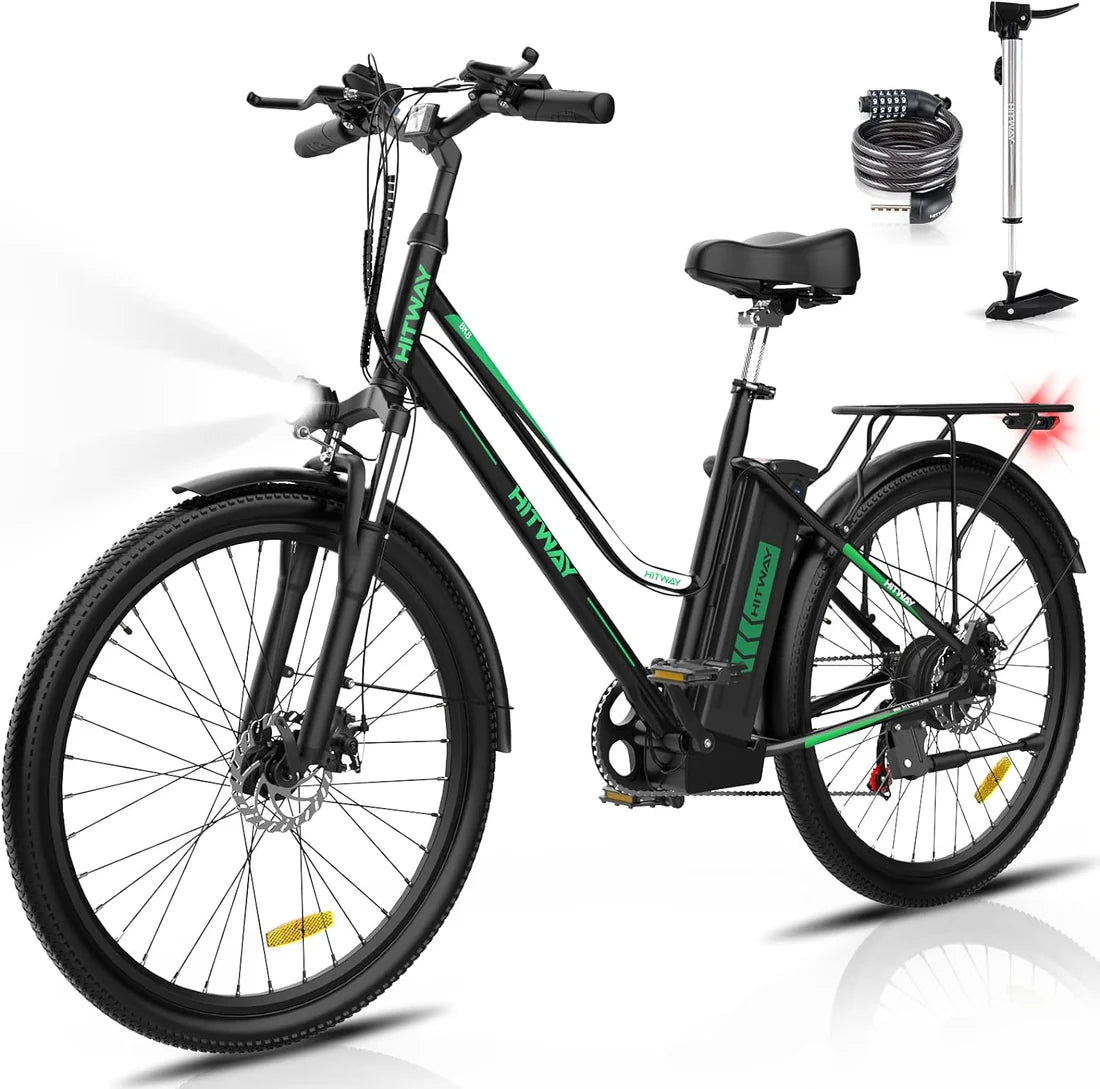 Hitway BK8 Electric Bike UK | 11.2Ah |  55 miles | 15.5 Mph - Black/White - SparkoBikes