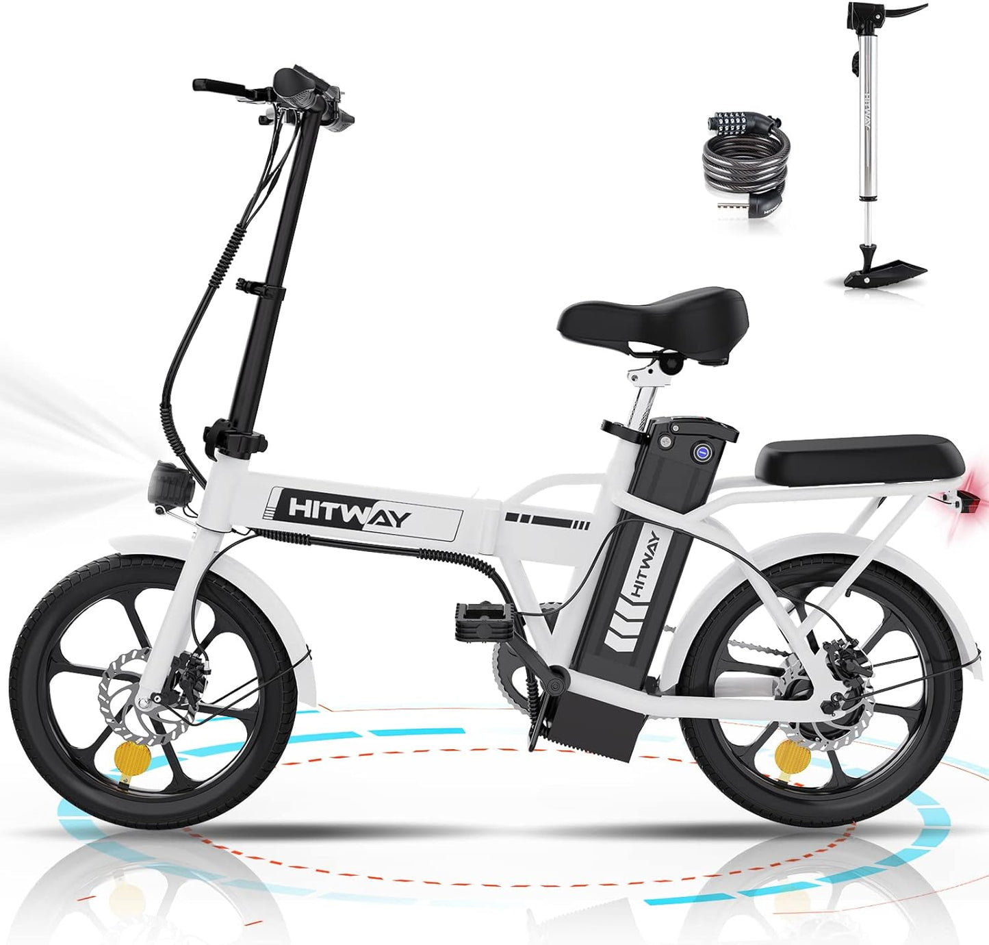 Hitway Bk5 Best Folding Electric Bike | 8.4Ah | 31miles | 15.5Mph - Green/White - SparkoBikes