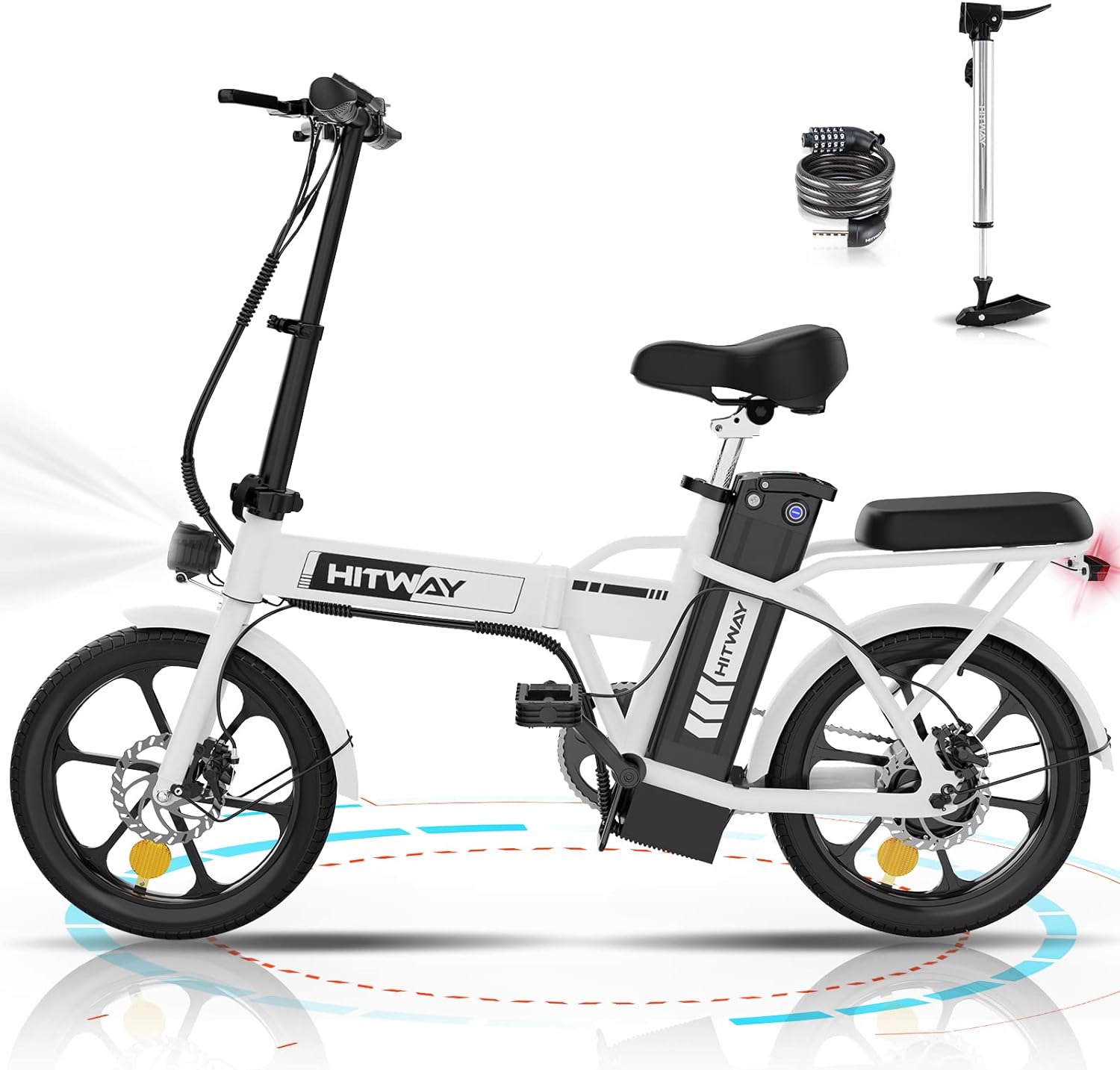 Hitway Bk5 Best Folding Electric Bike | 8.4Ah | 31miles | 15.5Mph - Green/White - SparkoBikes