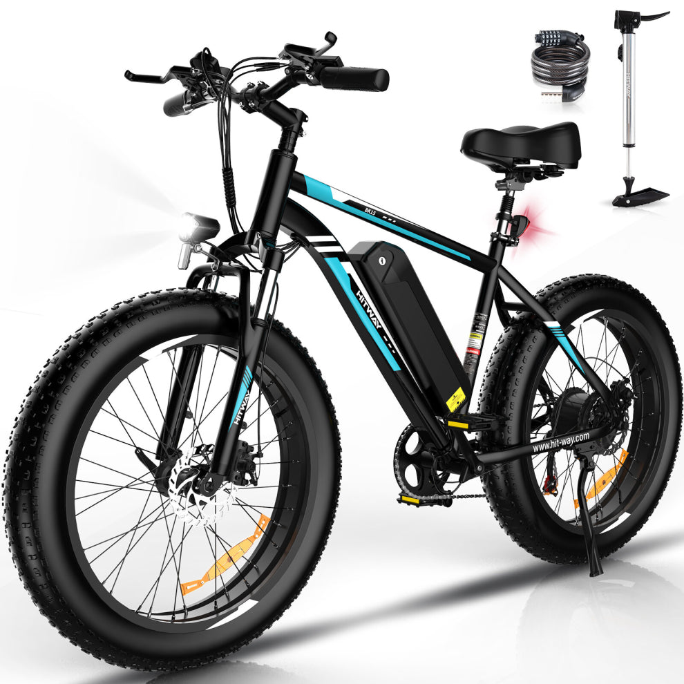 Hitway BK15 Fat Tyre Electric Bike | 15Ah | 55 Miles | 15.53 Mph - Black - SparkoBikes