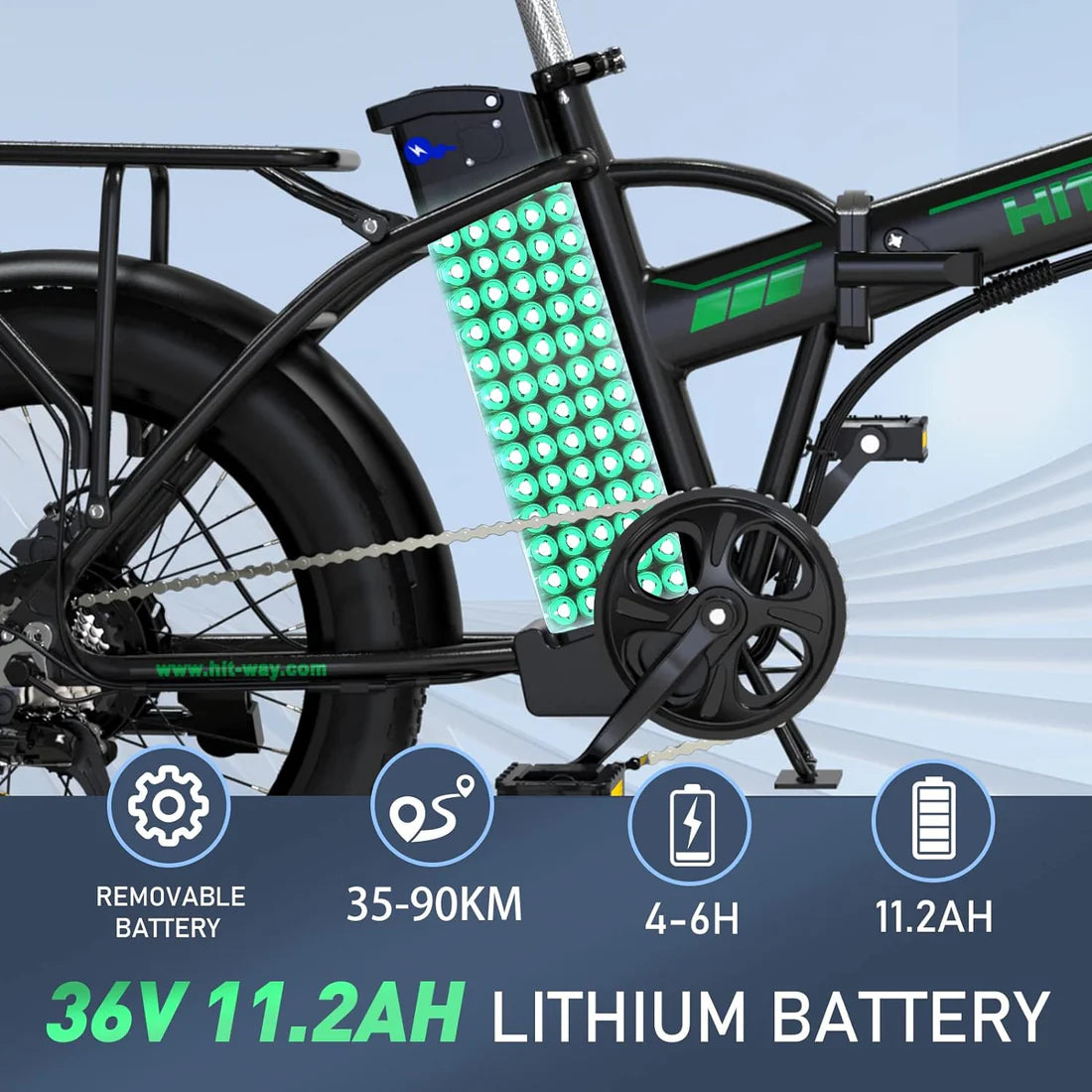 HITWAY BK11 Folding Electric Bike | 11.2Ah | 55miles - SparkoBikes