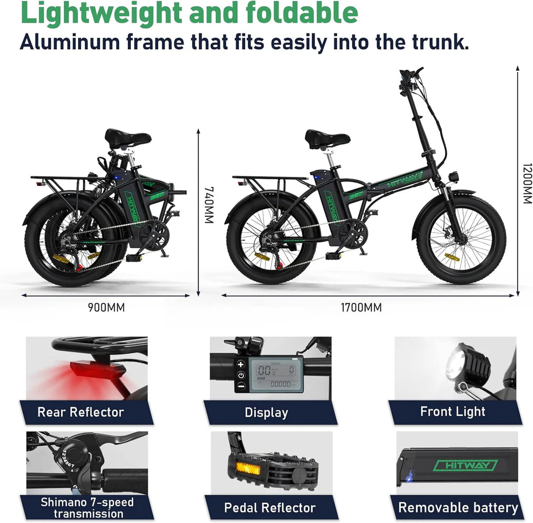 HITWAY BK11 Folding Electric Bike | 11.2Ah | 55miles - SparkoBikes