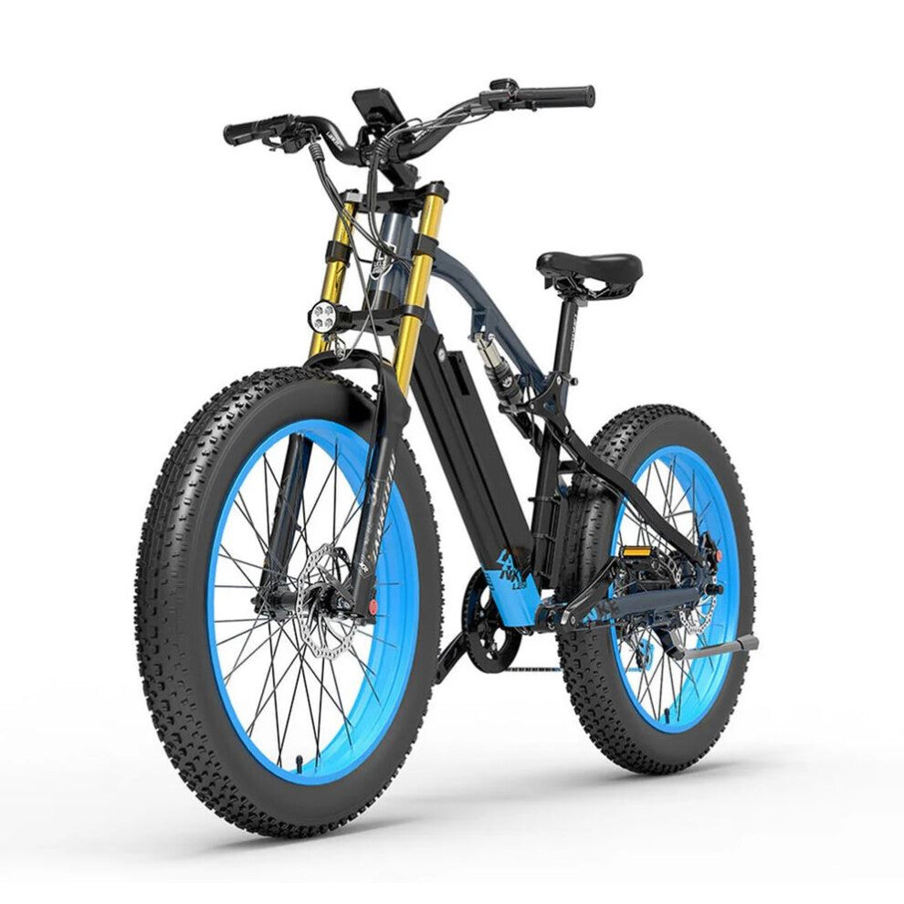 LANKELEISI RV700 Electric Mountain Bike | 16Ah | 69 miles | 15Mph - blue for adults - SparkoBikes